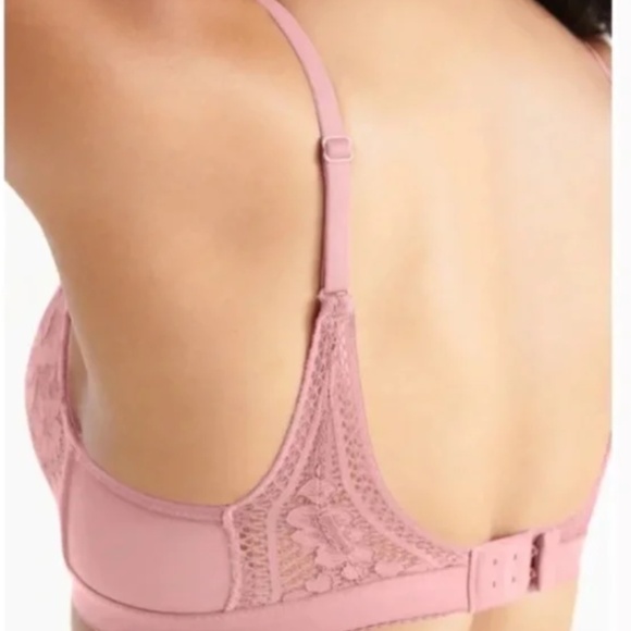 Knix Deep-V Lace Bralette Sz L in Pink Sorbet - Picture 2 of 9